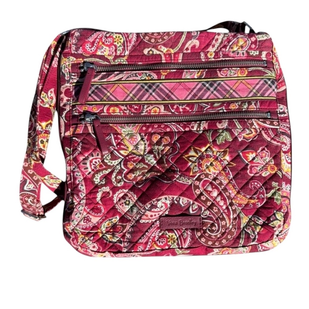 Purse Bag Vera Bradley Pink Paisley Women's Bag with front zippers